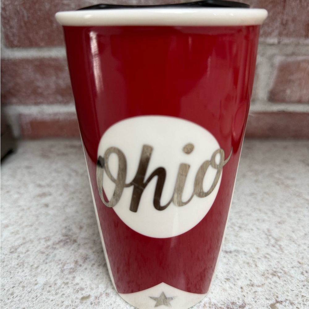 Starbucks Red and White Ohio Flag Ceramic Travel  Mug